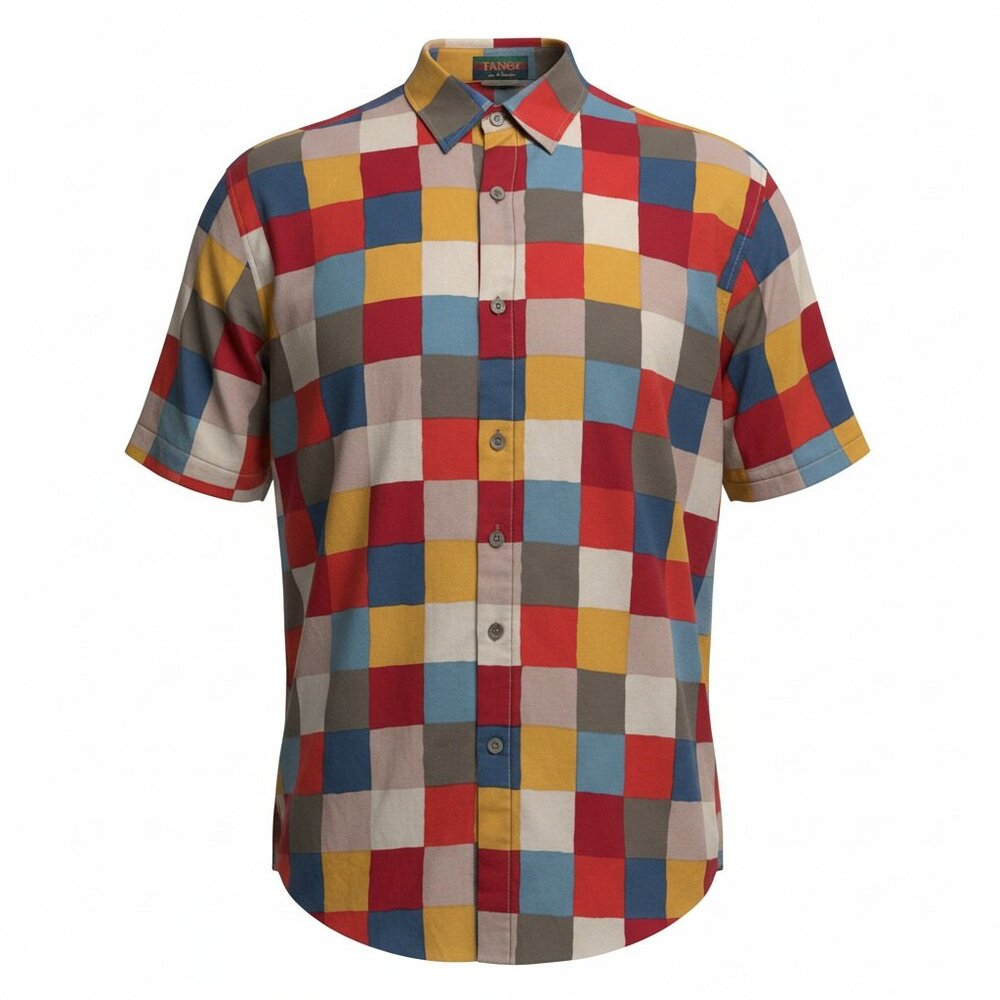 Vintage Tango by Max Raab Shirt Mens Medium Colorful Patchwork Made USA 90s